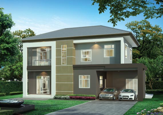 บ้าน PERFETTO พี้นที่ใช้สอย 270  ตร.ม.* 4 ห้องนอน 3 ห้องน้ำ ที่่จอดรถ 4 คัน ครบครันด้วย Family Room ขนาดใหญ่ และ Library Corner ชั้นบน Pantry และ ครัวไทยแยกส่วน พร้อมห้องแม่บ้าน